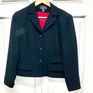 Vintage Louben suit jacket blazer, 3 button tailored lined, cropped black, 6P